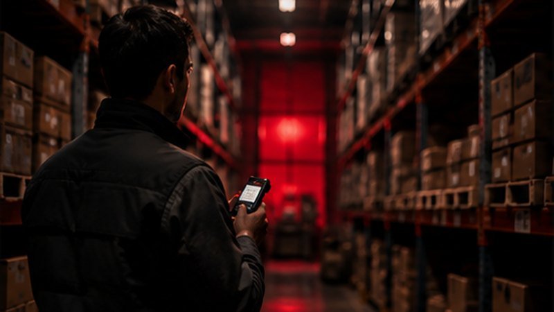 Manager reviewing stock levels in a retail warehouse